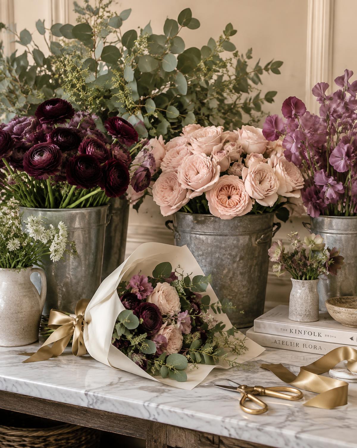 Fresh flowers and a petite hand-tied bouquet